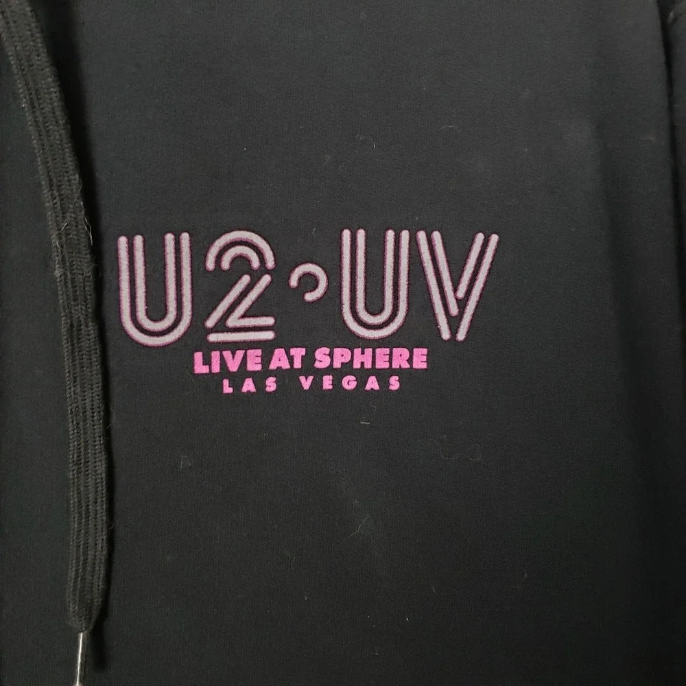 U2 UV Live At The Sphere Hoodie Black Neon Achtung Baby Concert Merch Mens L